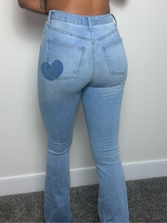 Fashion Nova Denim - Fashion Nova Light Blue Flare Jeans with Heart Accent